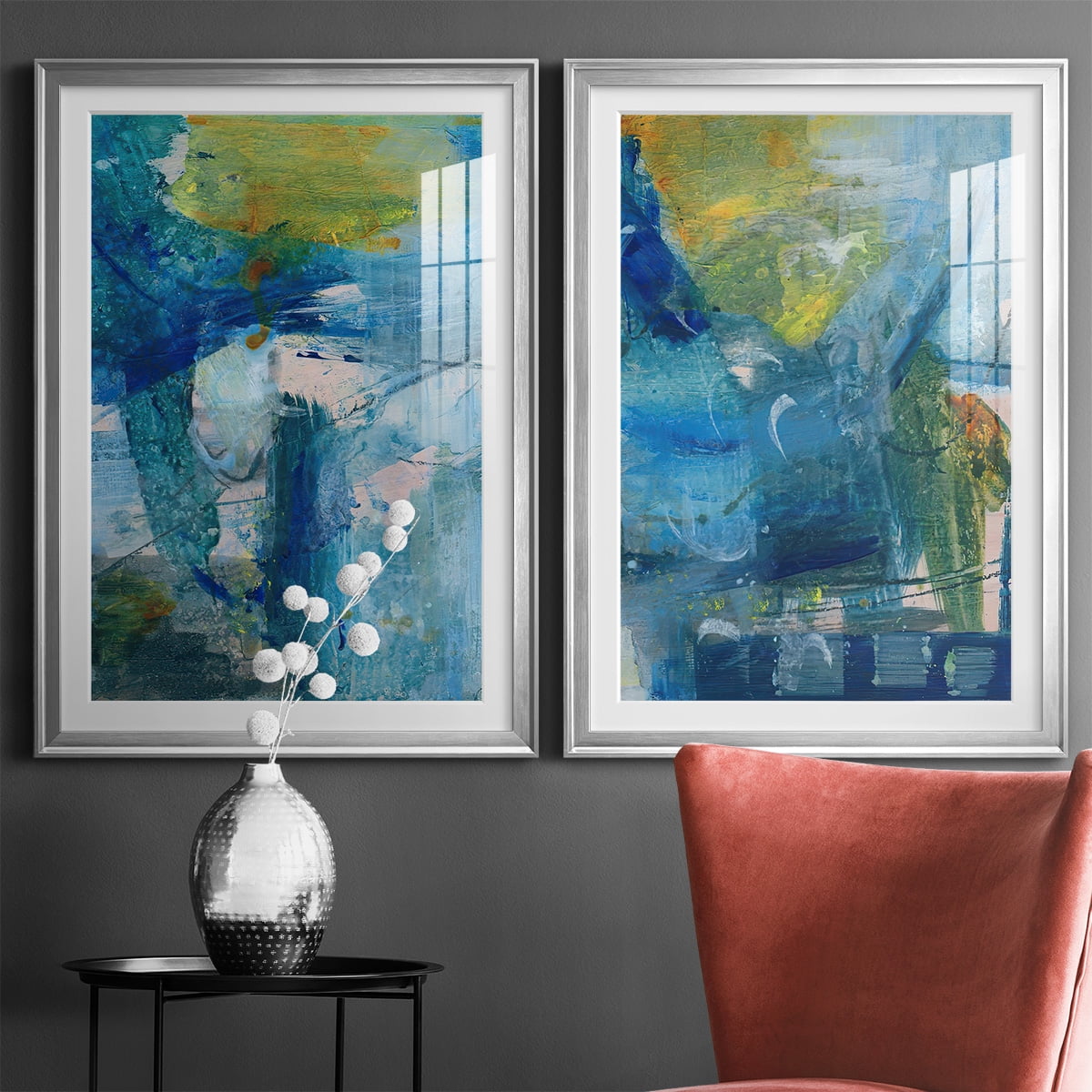 Wexford Home Spring Winds III Premium Framed Print, 30.5" x 42.5" - Ready to Hang, Silver (Set of 2)