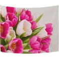 thumbnail image 2 of Beautiful Pink Tulips Tapestry Wall Hanging Tapestries Happy Colorful Hippie Psychedelic Art Polyester Carpet Wall Decorative for Living Room Bedroom 60x40inch Home Decor Gifts, 2 of 7