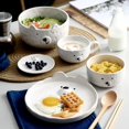 thumbnail image 2 of Platos de cerámica de oso Polar de dibujos animados, plato blanco, cuencos simples, vajilla de comida de cocina japonesa, taza de café, utensilios de platillo de frutas, 2 of 5