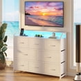 thumbnail image 3 of CONCETTA LED TV Stand Dresser, Fits TVs up to 45 Inches, LED Lights & Power Outlet, 8 Fabric Drawers Storage for Bedroom Living Room, White, 3 of 9