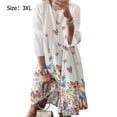 thumbnail image 4 of Qarigey Vestido Midi de manga larga estampado cuello gran columpio cintura alta ropa de mujer Vestidos Blanco 3L, 4 of 8