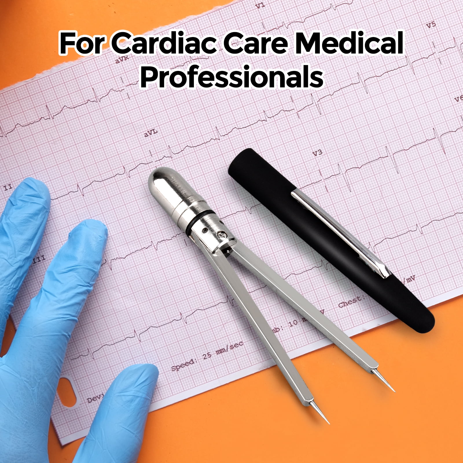 Eztrain EKG Caliper Pen, ECG Calipers for Nurses, Black EKG Caliper Cardiology, Electrocardiogram Measuring Tool
