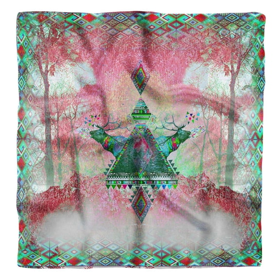 Phagun Pink Deer Jungle Print Pure Silk Square&nbsp;Scarf&nbsp;Neck Wrap Summer Hair Bandanas For Women