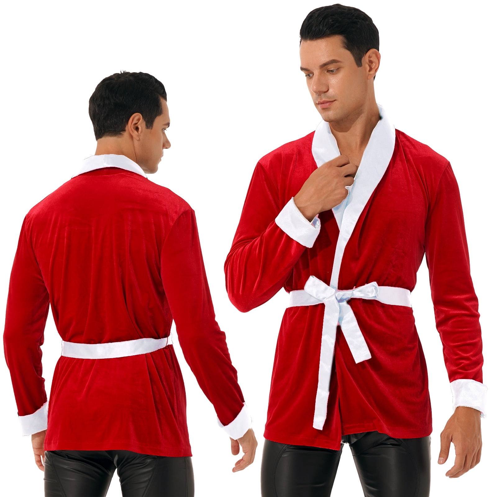 Aislor Men's Velvet Smoking Robe Jacket With Belt Funny Halloween