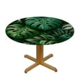 thumbnail image 3 of GOSMITH Waterproof Round Tablecloth Tropical Jungle Leaves Banana Leaf Palm Leaf Lumbar White, 3 of 7