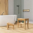OasisCraft Bamboo Shower Bench Chair with Foot Stool and Free Soap Dish, Wood Spa Bath Seat