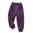 thumbnail image 3 of Swuxness Girls Sweatpants, Fall Long Pants for Girls, Girls Print Drawstring Pants with Side Pockets and Cuffed Ankle for Toddler Purple, 9-10 Years, 3 of 5