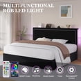 thumbnail image 5 of Amolife King Size Lift Up Hydraulic Storage Bed Frame, Velvet Adjustable Headboard with LED Light and Built-in Charging Station and Storage Shelf, Black, 5 of 10