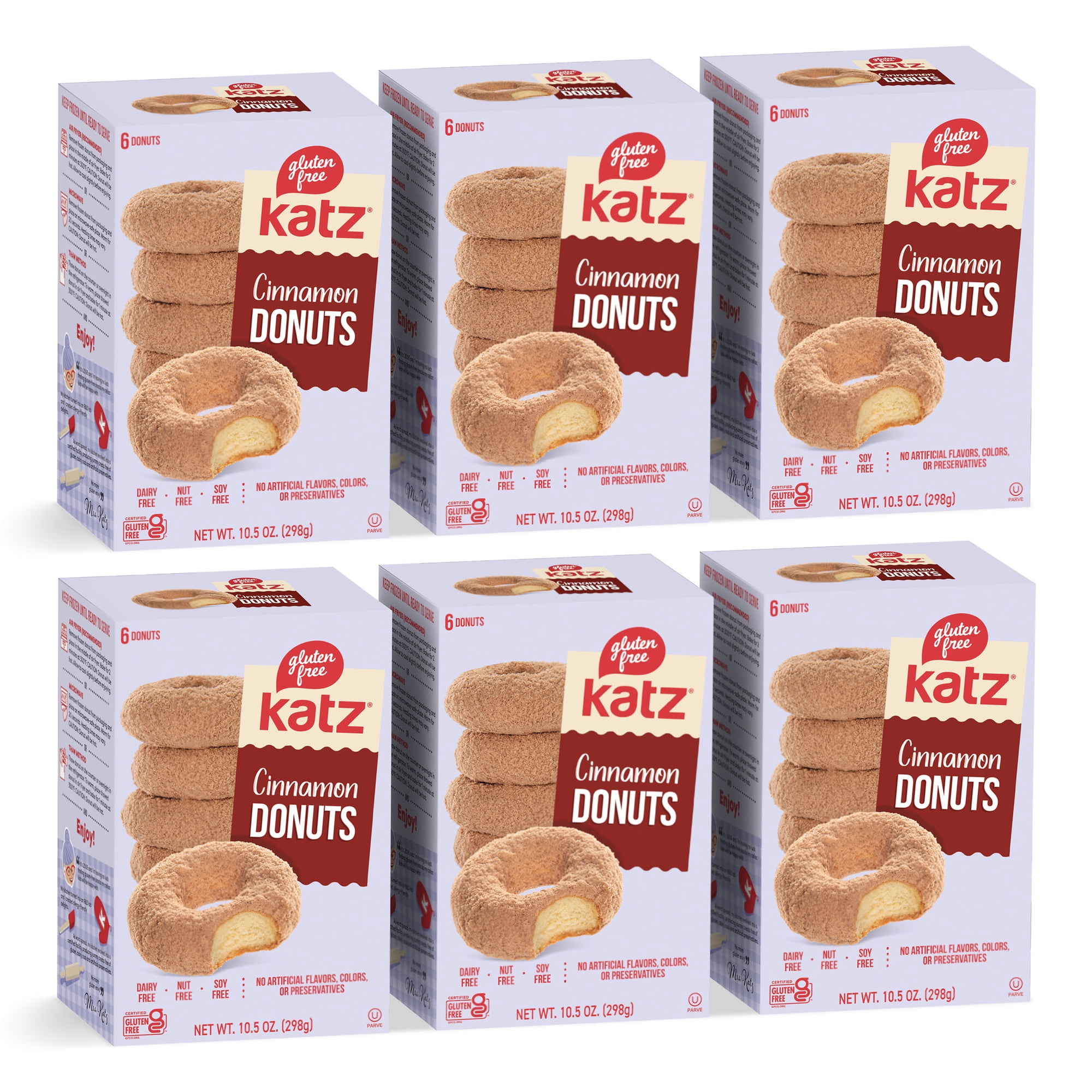 Katz Gluten-Free Cinnamon Donuts |Gluten-Free Dairy Free Nut Free Soy Free Kosher | (6 Pack 10.5 Ounce Each)