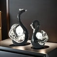 thumbnail image 4 of Black Swan Sculptures Home Decor Figurines - Modern Style - 2 Piece, Black, 4 of 6
