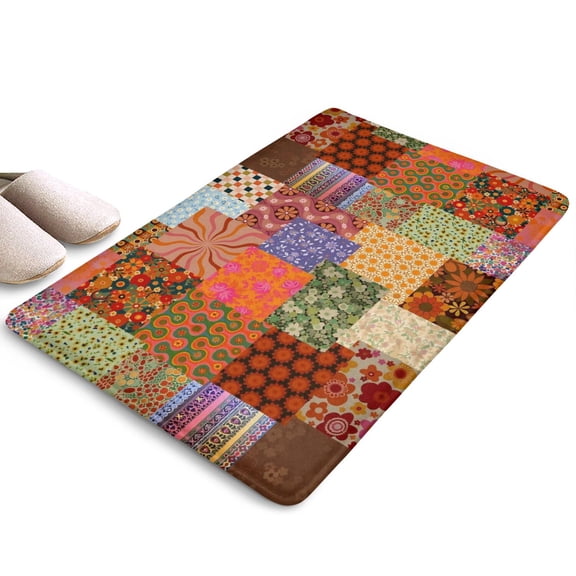 Pioneer Flower Floral Print Flannel Non Slip Door Rugs,Washable Door Mats Indoor,Decorative Door Mats,Dirt-Resistant and Absorbent Doormat for Entrance,Bedroom,Kitchen,Bathroom,23.5"x16"