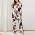 thumbnail image 3 of Bingfone Womens Pajama Sets Retro Red Black Roses Print,Long Sleeve Loungewear Pajamas Set-Large, 3 of 9