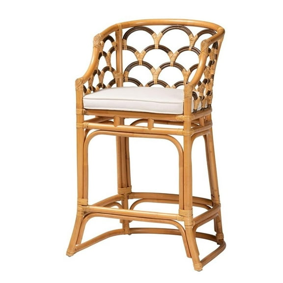 Bowery Hill Modern Bohemian Light Honey and Dark Brown Rattan Bar Stool