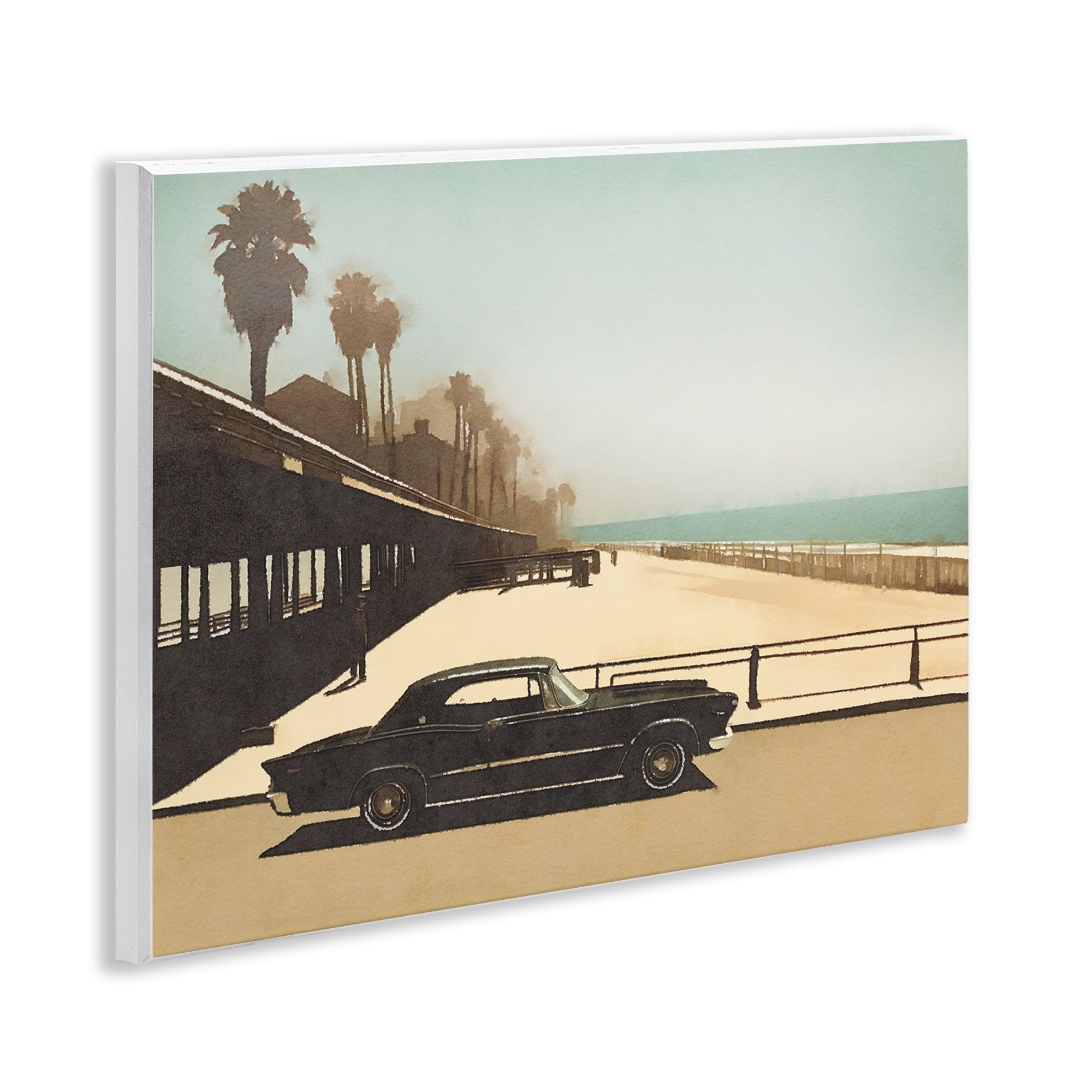 Stupell Industries Under The Pier Classic Car Landscape & Nature Painting Unframed Art Print Wall Art, 14 x 11