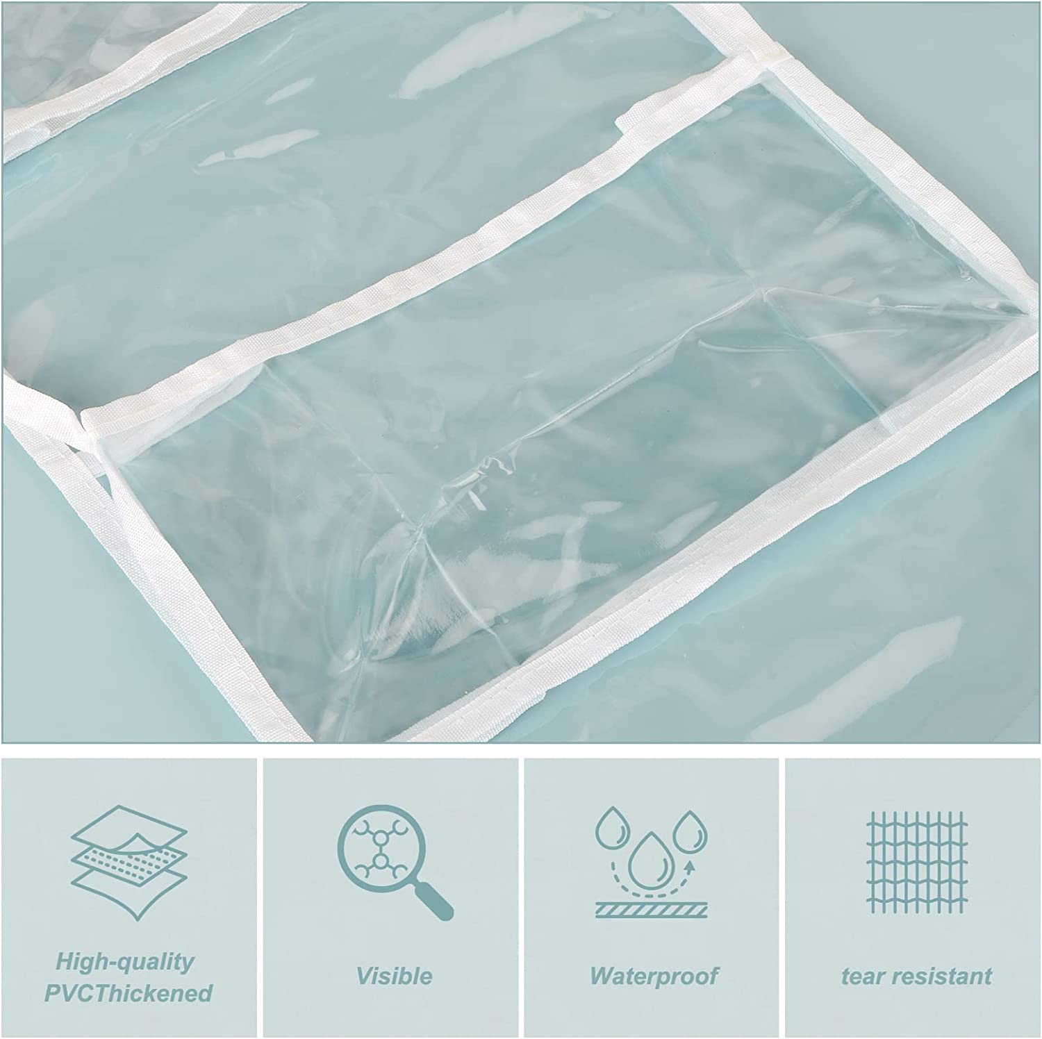 Bevtee 2-Pack Over-the-Door Organizer, 5-Shelf with Clear Pockets photo 4