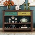thumbnail image 2 of Wulawindy Retro Console Table for Entryway with Drawers and Shelf Living Room Furniture (Antique White), 2 of 7