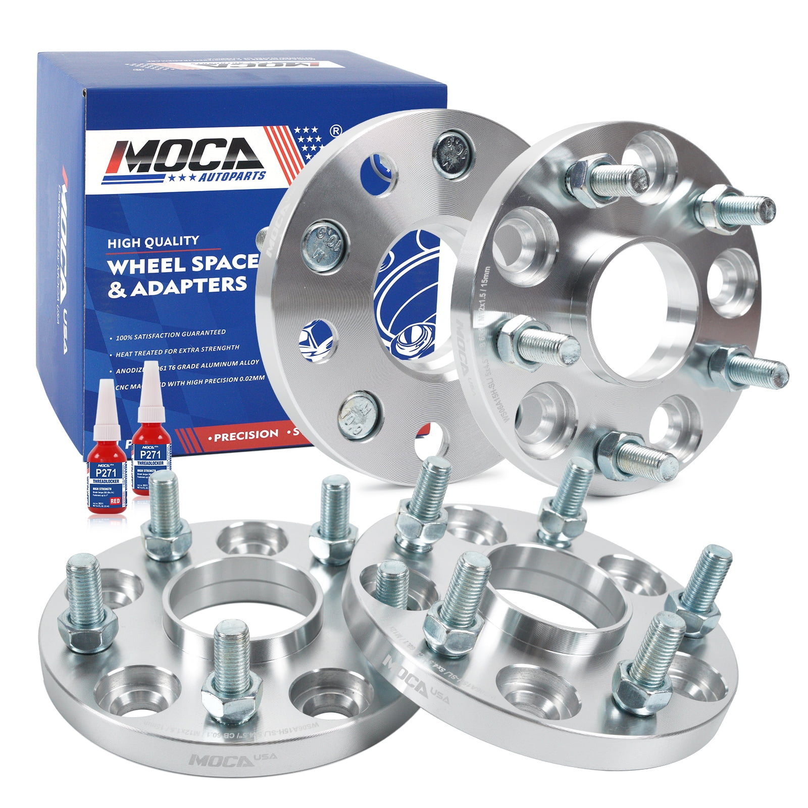MOCA AUTOPARTS 4PCS 0.59"(15mm) Wheel Spacers 5x4.5" to 5x4.5" with