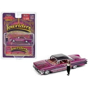 1960 Chevrolet Impala Lowrider Hot Pink Met w/Black Top & Graphics and Figure Ltd Ed 1/64 Diecast Model Car by Racing Champions