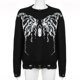 thumbnail image 5 of Suéter informal con estampado de mariposas para mujer, estilo punk, gótico, cuello redondo, manga larga, con agujeros rotos, suelto, ropa de calle de otoño, 5 of 6