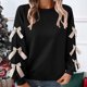 thumbnail image 2 of RKSTN Women's Christmas Sweatshirt Oversized Crewneck Cute Knit Bowknot New Year Holiday Sweatshirts Womens Casual Solid Round Neck Plus Size 3D Bow Trim Loose Comfy Sweatshirt Fall Spring Clothes, 2 of 9