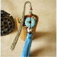 thumbnail image 2 of Vintage Style Buddha Carved Bronze Bookmark with Tassel Agate, Jade, and Turquoise - Shanali Jewelry, 2 of 5