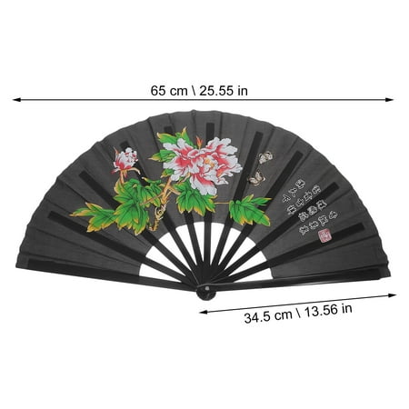 

Chinese Style Fan Peony Pattern Hand Fan Kung Fu Dancing Fan Portable Performance Fan