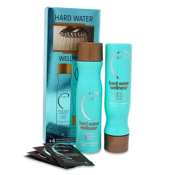 Malibu Hard Water Wellness Treatment Kit (Shampoo 9 oz, Conditioner 9 oz, Hair Remedy 4 x 0.17 oz)