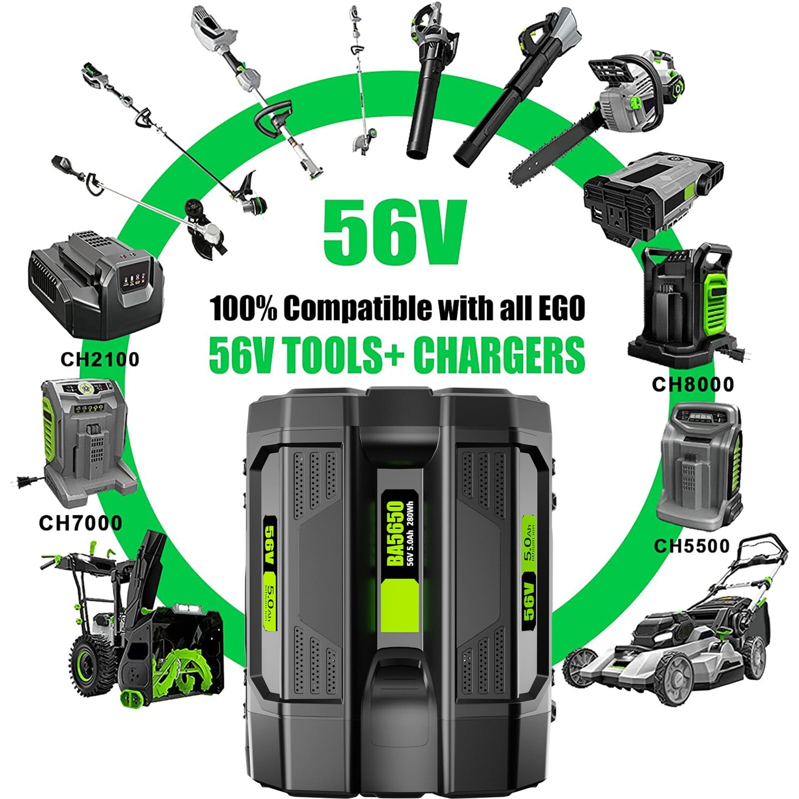 For EGO Power+ 56V BA2800T 5 Ah Lithium Ion Battery BA4200 BA2800T 56V LB4800