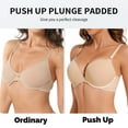 thumbnail image 6 of YANDW Push Up Padded Bra for Women Plunge Underwire T-Shirt Bras Add Cup, Beige 40A, 6 of 7