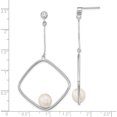 thumbnail image 3 of Sterling Silver Rhod-Plated 7-8mm White Rice Fwc Pearl Cz Dangle Earrings (57.9 X 30.17) Made In China qe16353, 3 of 5