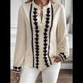 thumbnail image 4 of Blusas de Trabajo para Mujer, con Botones, Larga, Cuello en V, Encaje, Informales, Abotonadas, Camisas de Moda de Otoño. Beige L, 4 of 7