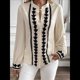 thumbnail image 4 of Blusas de Trabajo para Mujer, con Botones, Larga, Cuello en V, Encaje, Informales, Abotonadas, Camisas de Moda de Otoño. Beige XL, 4 of 7