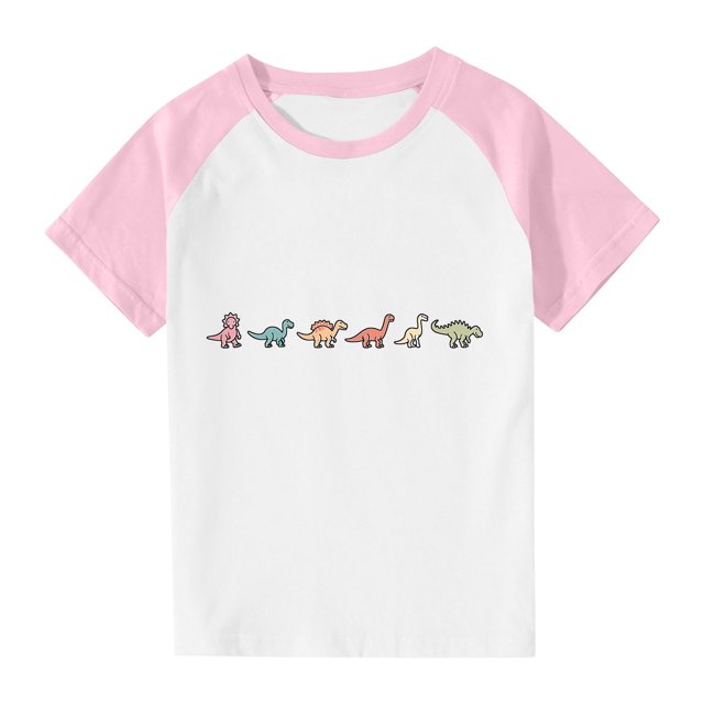 RXIRUCGD 2025 Vêtements d'Été pour Enfants Tout-Petits Garçons Filles Mode Mignon Col Rond Imprimé Manches Courtes Haut