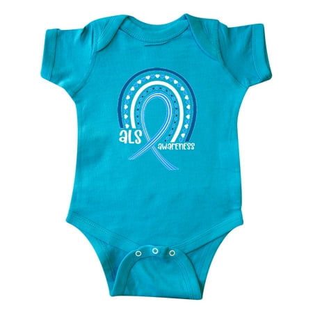 

Inktastic ALS Awareness Rainbow Ribbon and Hearts Gift Baby Boy or Baby Girl Bodysuit
