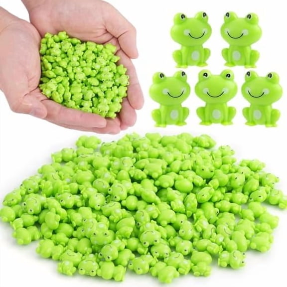150Pcs Mini Green Plastic Frogs, Tiny Frogs Figurines Small Frog to Hide Fairy Garden Miniature Dollhouse Potted Plants Cake DIY Home Decoration Frog Decorations for Party$$Garden & Patio