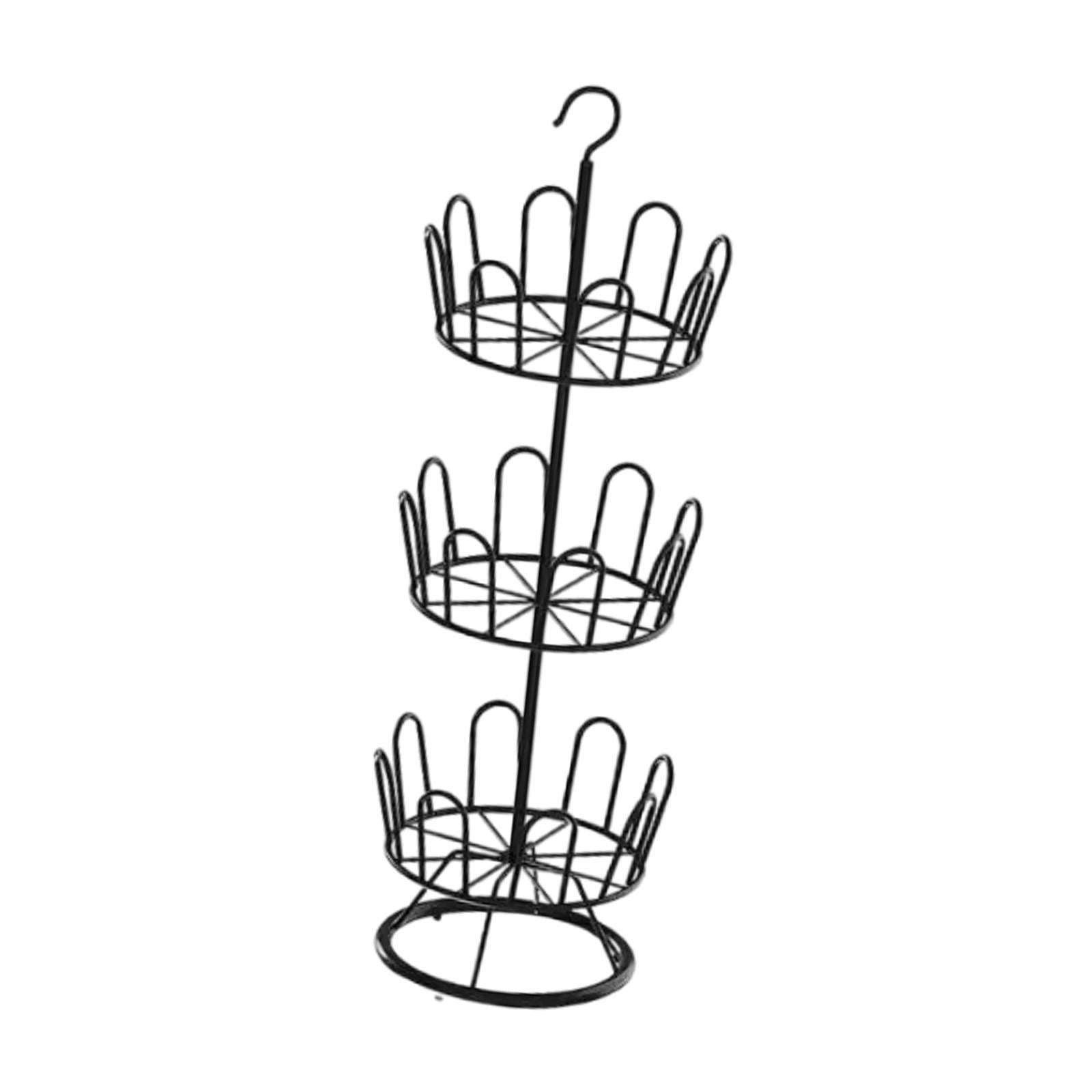 Baoblaze Revolving Shoe Rack Modern Metal Shoe Tree Rack for Apartment Farmhouse Dorm Black 3 Tiers