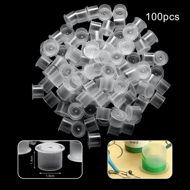 Tinta de tatuaje Plástico Microblading Cup Cap Pigmento Clear Holder Container (C)