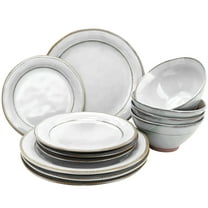 Gibson Elite Terranea 12 Piece Terracotta Dinnerware Set in White, Service for 4