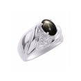 thumbnail image 3 of RYLOS Bagues pour Femmes Bague en Or Blanc 14K Pierre Précieuse Ovale 8X6MM et Diamants Design Classique Saphir Étoilé Noir Bijoux pour Femmes Taille 5, 3 of 7