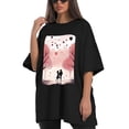 thumbnail image 4 of Plus Size Shirt for Women Black Tops for Women Short Sleeves Shirt for Women Valentine's Day T Shirt Oversized Shirt for Women S, 4 of 5