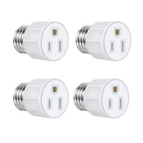 4 Pack Light Socket to Plug Adapter - E26/ E27 3 Prong Light Socket Outlet - Light Bulb Outlet Socket Adapters, High-Quality 2/3 Prong Plug in Light Socket Adapter for Home Porch Patio Garage