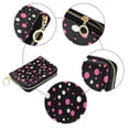 thumbnail image 3 of PU Leather Zipper Card Case Credit Card Holder Small Wallets Pink and White Polka Dots, 3 of 7