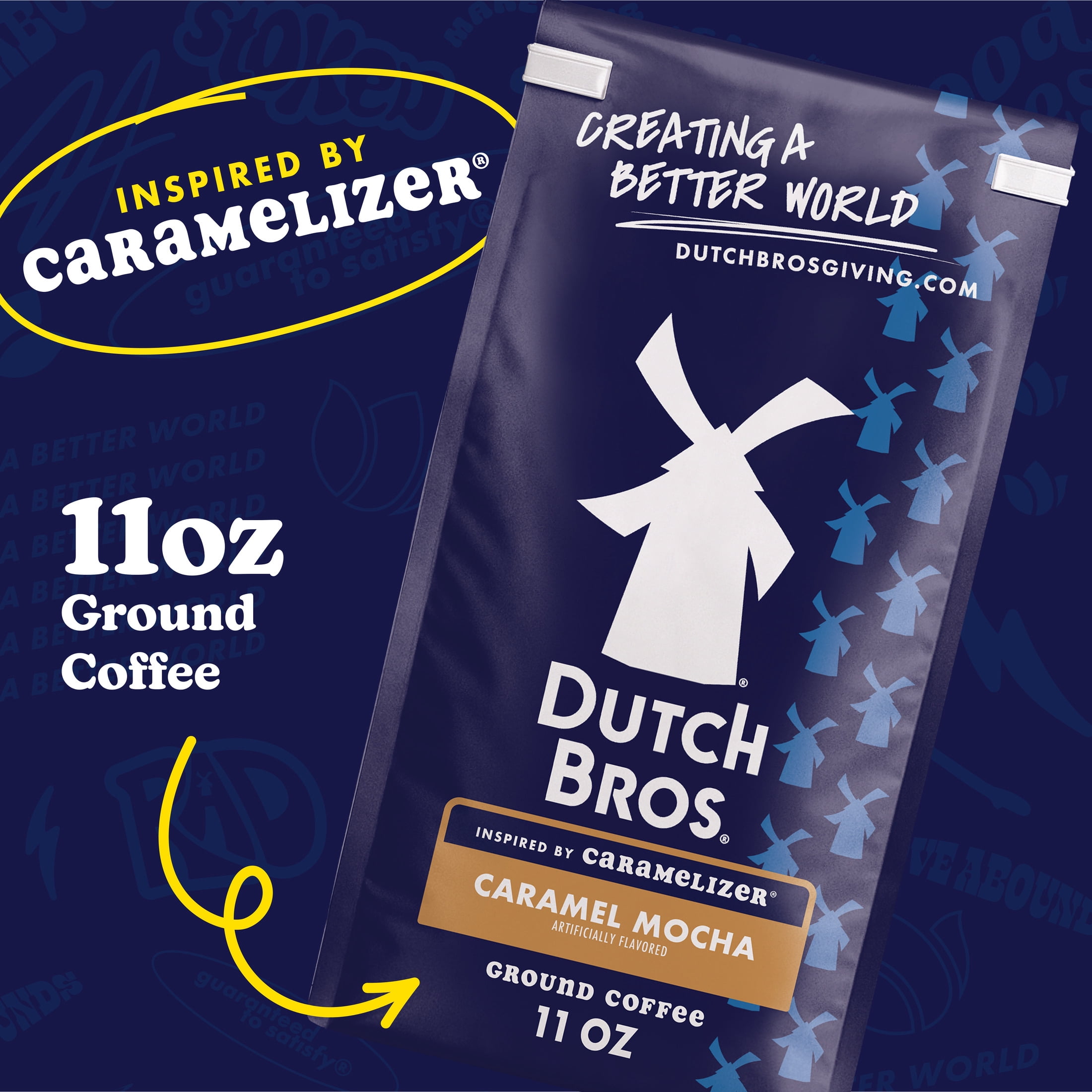 Dutch Bros® Caramel Mocha Ground Flavored Coffee Inspired by Caramelizer®, Bagged 11oz