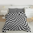 thumbnail image 2 of Manfei Geometric Plaid Grid Bedding Comforter Set,Abstract Classic Checkerboard Twin Comforter Sets,White Black Check Bedding Set For Boys Girls,Breathable Home Decor Reversible,2pcs, 2 of 8