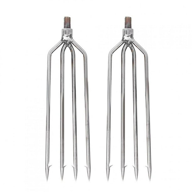 ANGGREK 2 Pcs Stainless Steel 4 Prongs Harpoon Gig Gaff Hook Barb Fish  Spear For Outdoor Fishing Tackle,Fishing Harpoon,Fishing Gig 
