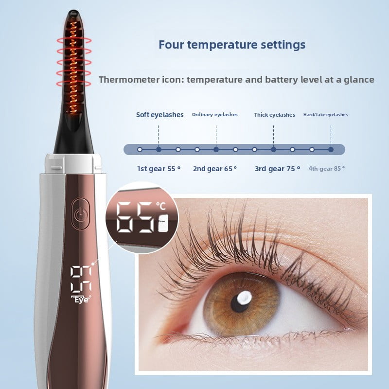 Electric eyelash curler, four-level temperature control, 8-second rapid heating, long-lasting styling, anti-scald design, Type-C charging, suitable for natural and false eyelashes