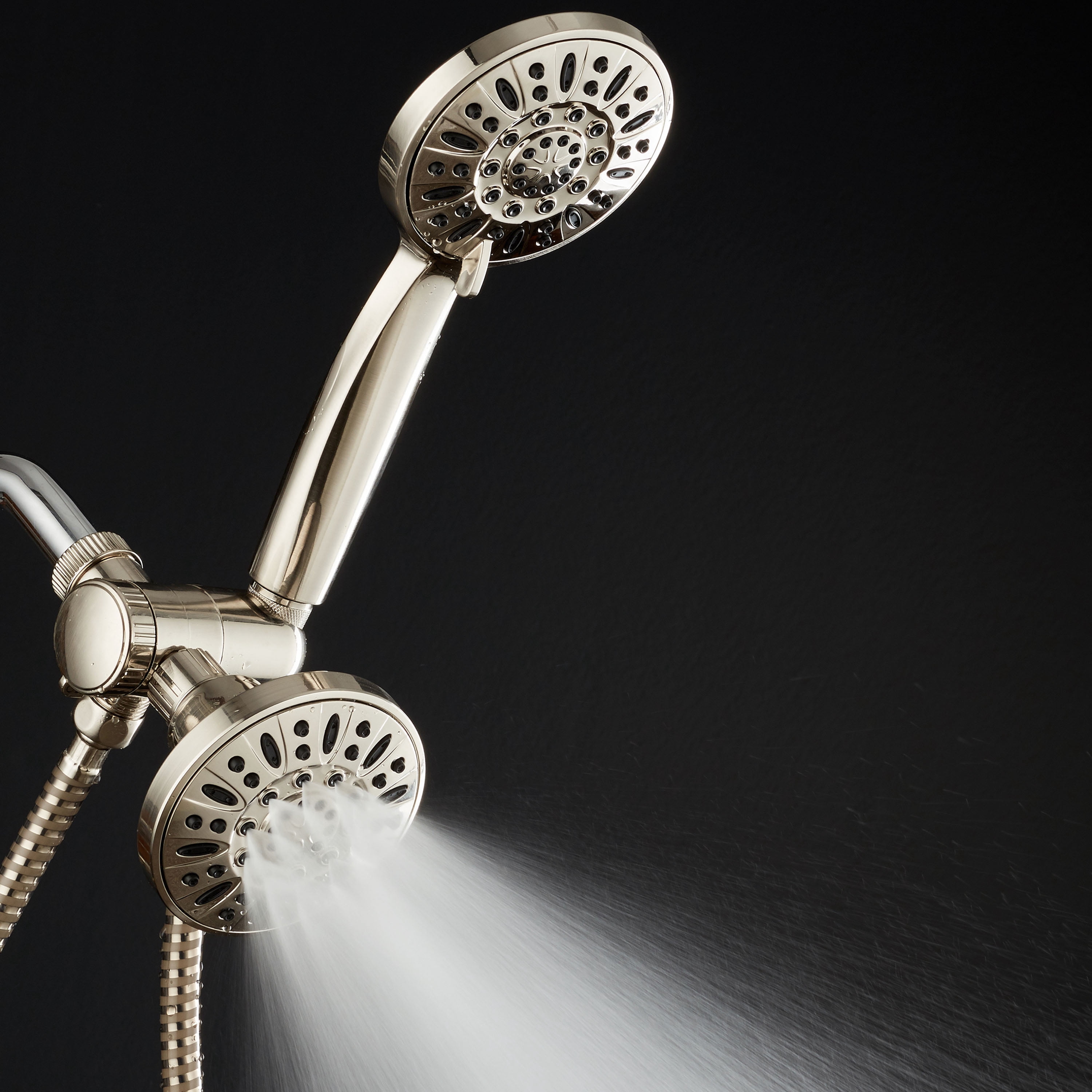 AquaDance High-Pressure 48-Setting Luxury 3-Way Dual Shower Head Combo, Brushed Nickel