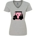 thumbnail image 3 of Inktastic Golfing Girls Golf Cart Women's V-Neck T-Shirt, 3 of 5