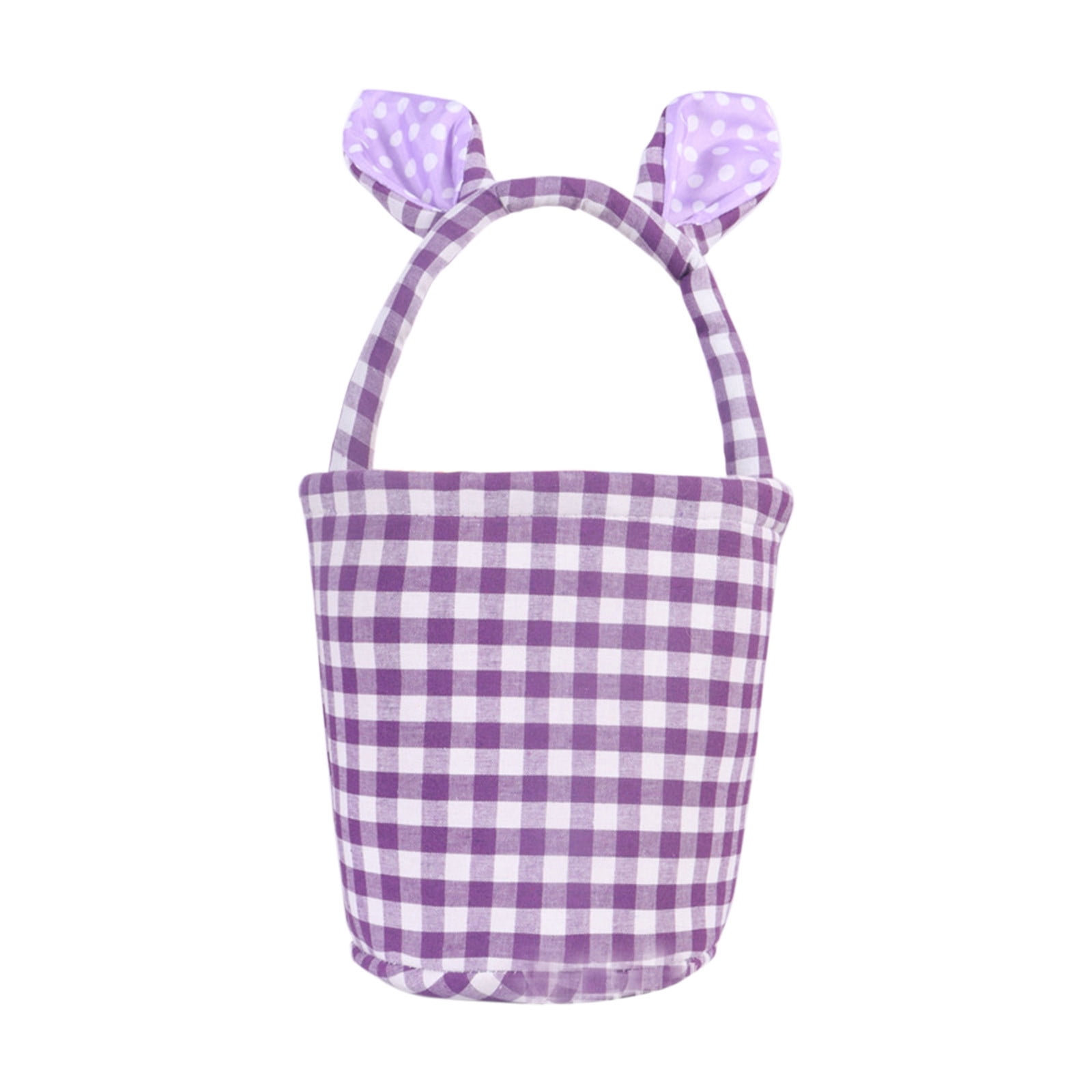 Lunxisen 3 Pcs Easter Bunny Basket Plaid Gingham Easter Buckets with Border Pleat,Cute Easter Basket Tote Easter Eggs Hunt Bag,Easter Decorations,Candy Gifts Storage