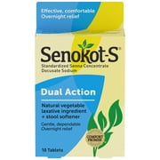Senokot-S Dual Action Senna Plus Stool Softener Laxative Tablets, 10 Ct